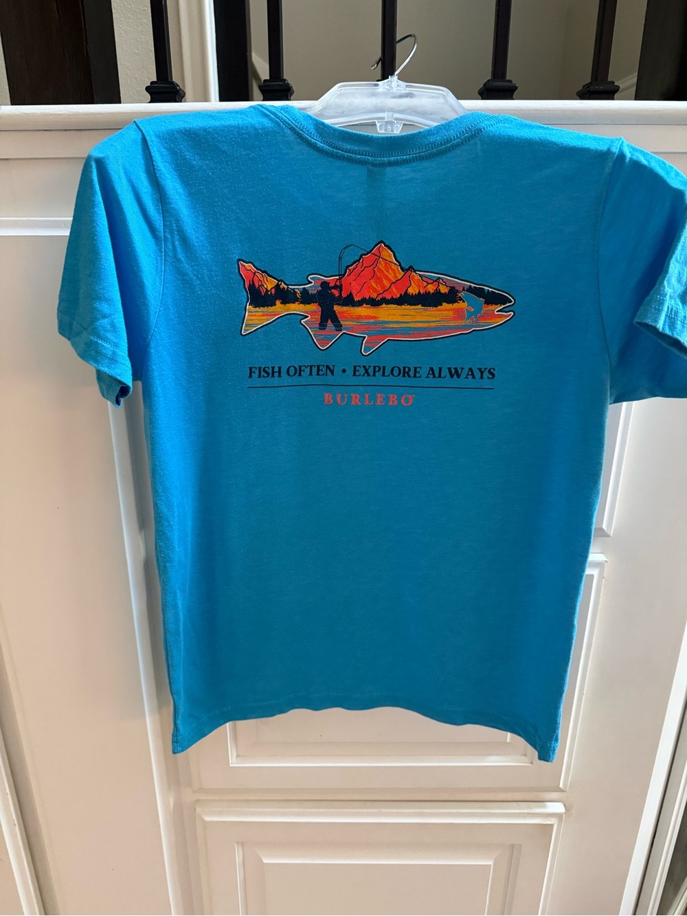 BURLEBO Kid’s Short-Sleeve Crewneck Tee in Turquoise Blue - Picture 2 of 5